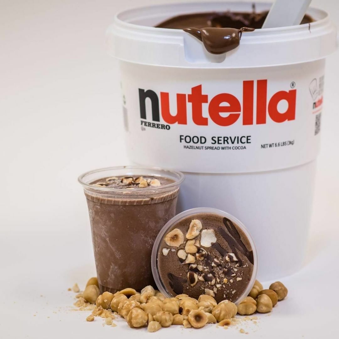 Basfoods - One happy little Basfoods customer with his 5kg bucket of Nutella!  :) #theworldisonourshelves